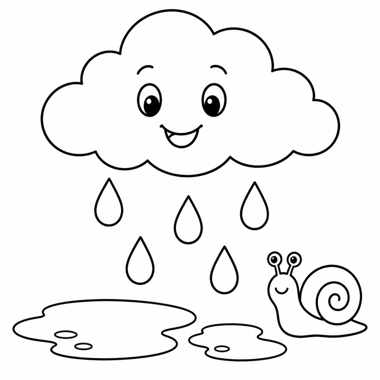 Wolke mit Regentropfen Ausmalbild