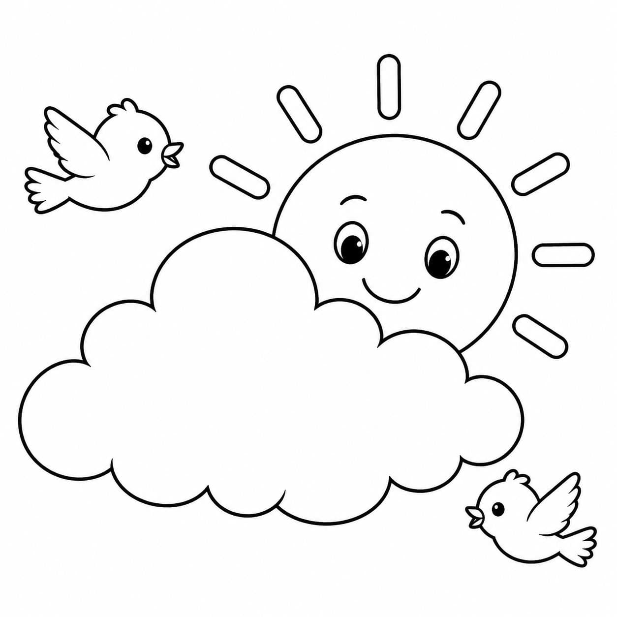 Wolke mit Sonne Ausmalbild