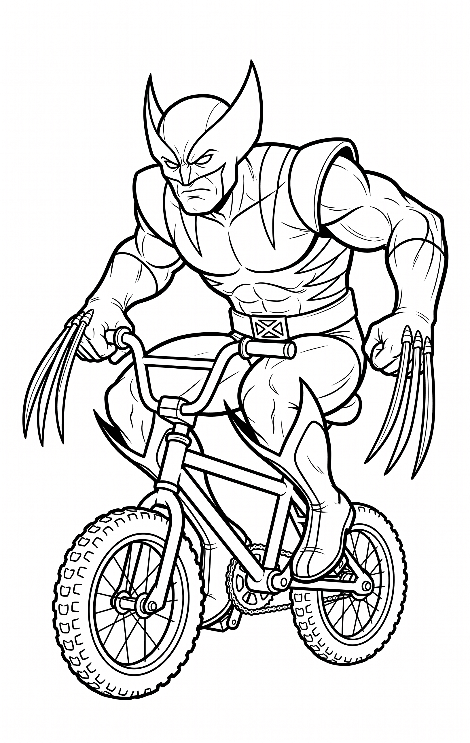 Wolverine fährt Fahrrad Ausmalbild