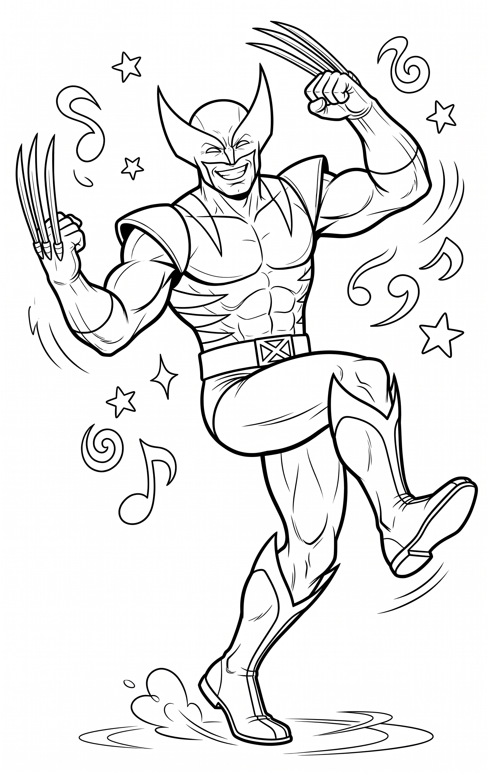Wolverine tanzend Ausmalbild