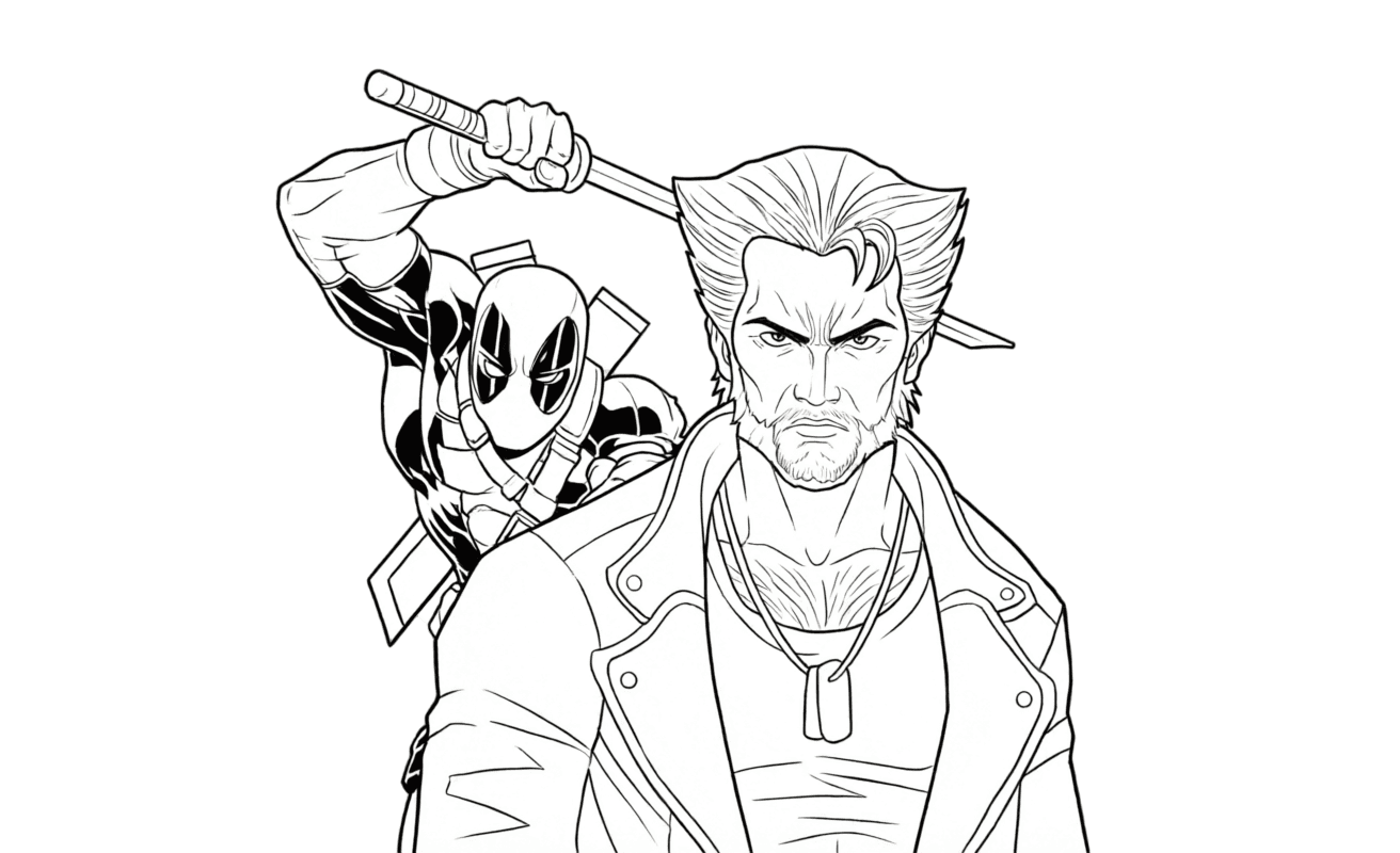 Wolverine und Deadpool Ausmalbild