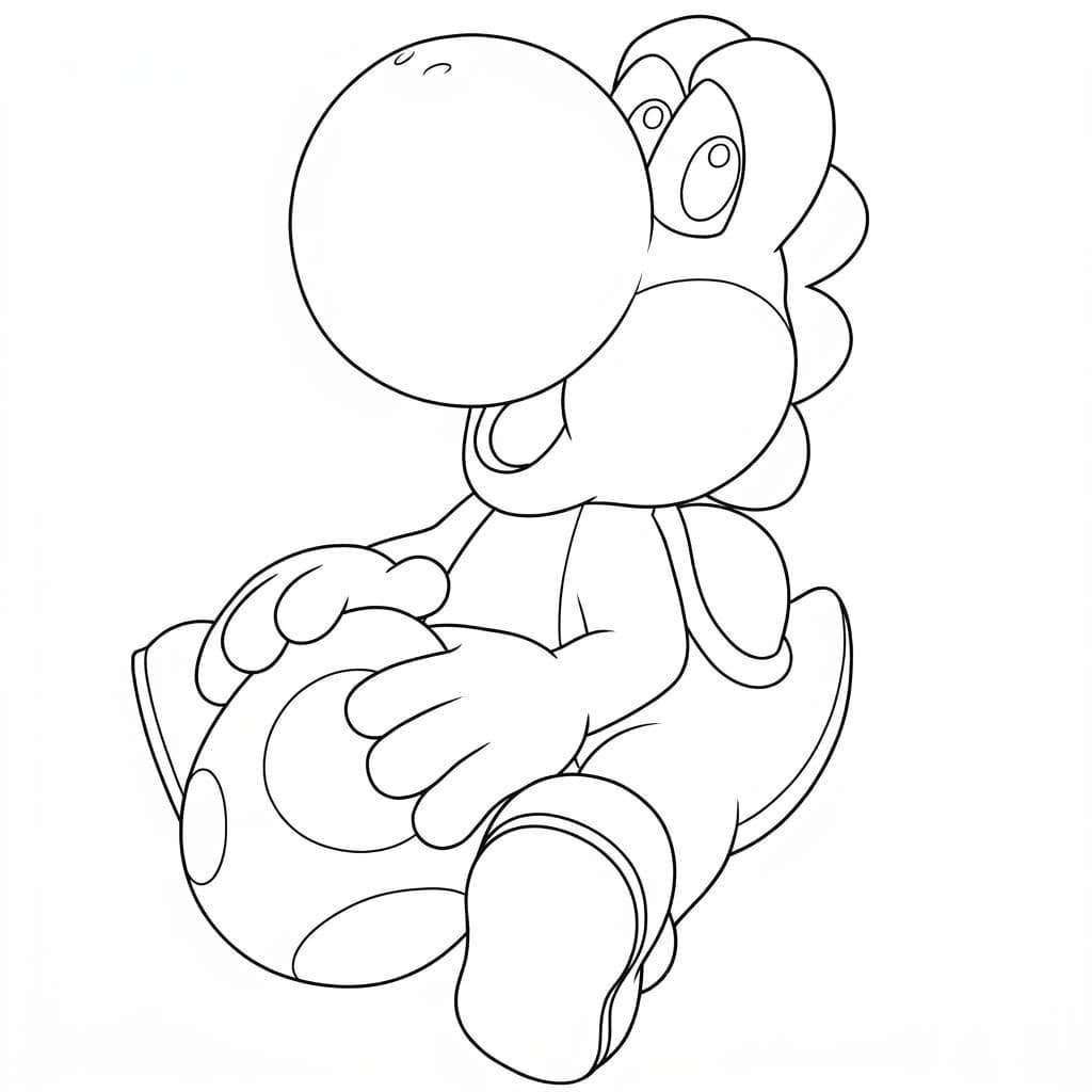 Yoshi mit Ei – kostenlose Yoshi Malvorlage zum Ausdrucken