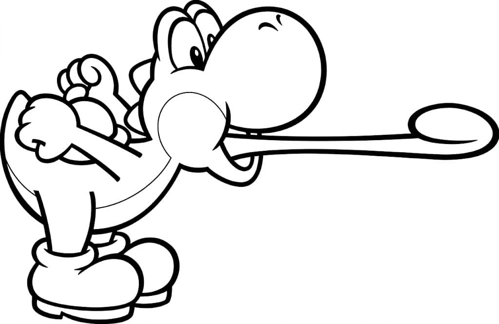 Yoshi mit langer Zunge – kostenlose Yoshi Malvorlage zum Ausdrucken
