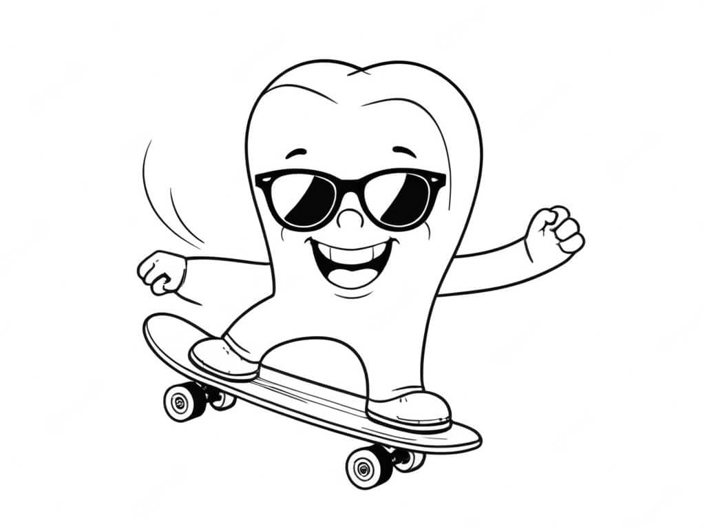 Skateboard-Zahn Ausmalbild