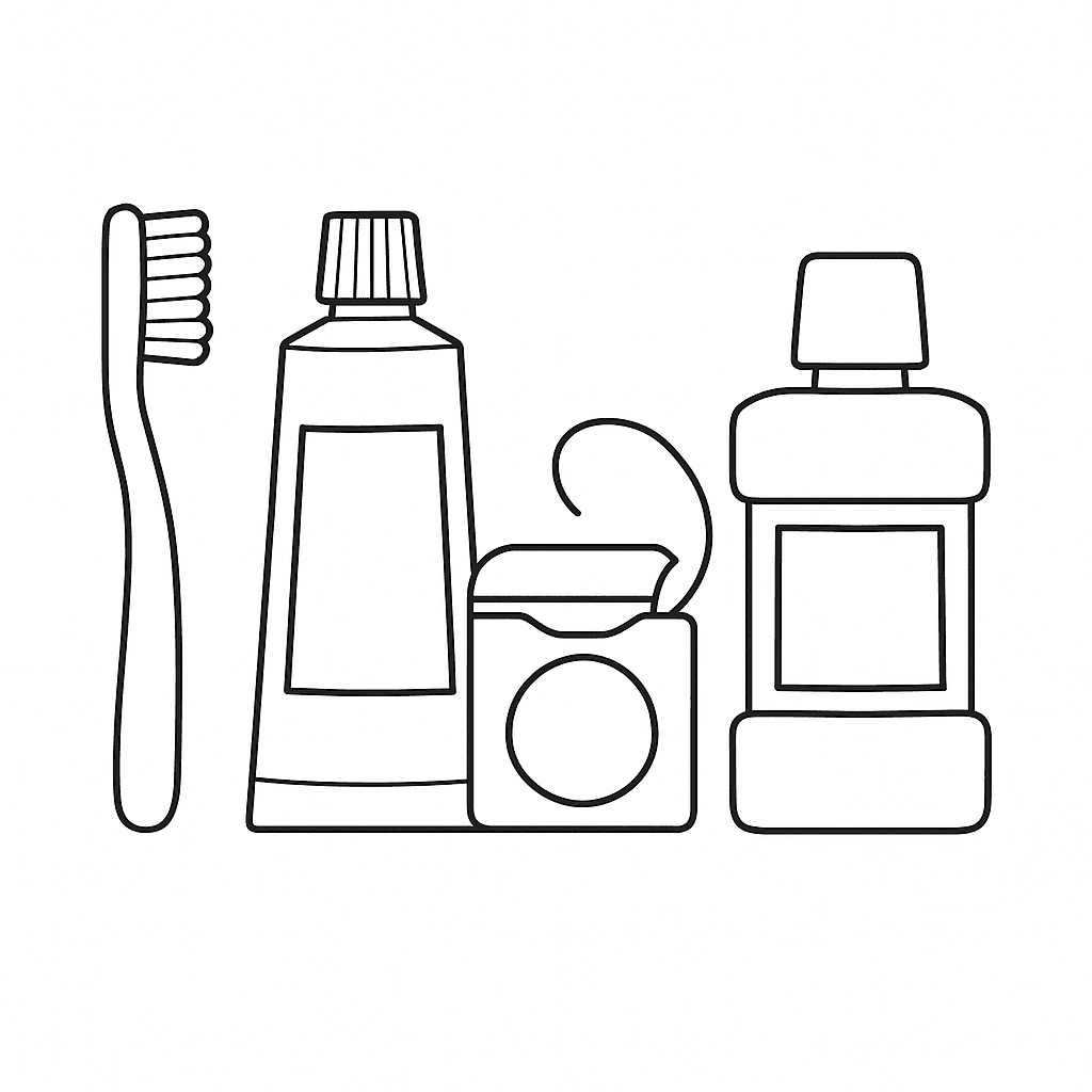 Zahnpflege-Kit Ausmalbild