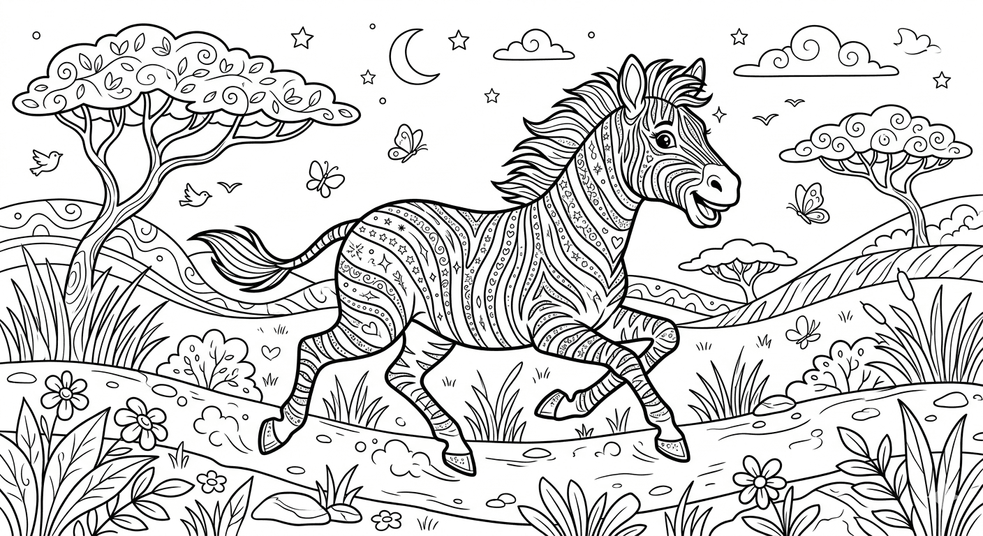 Magische Zebra Ausmalbild