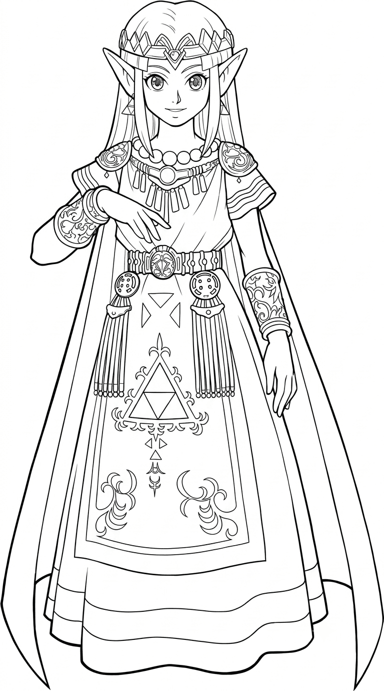 Prinzessin Zelda Link to the Past Ausmalbild
