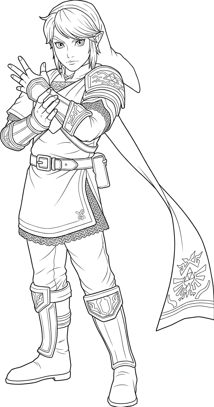 Zelda und Link Ausmalbild