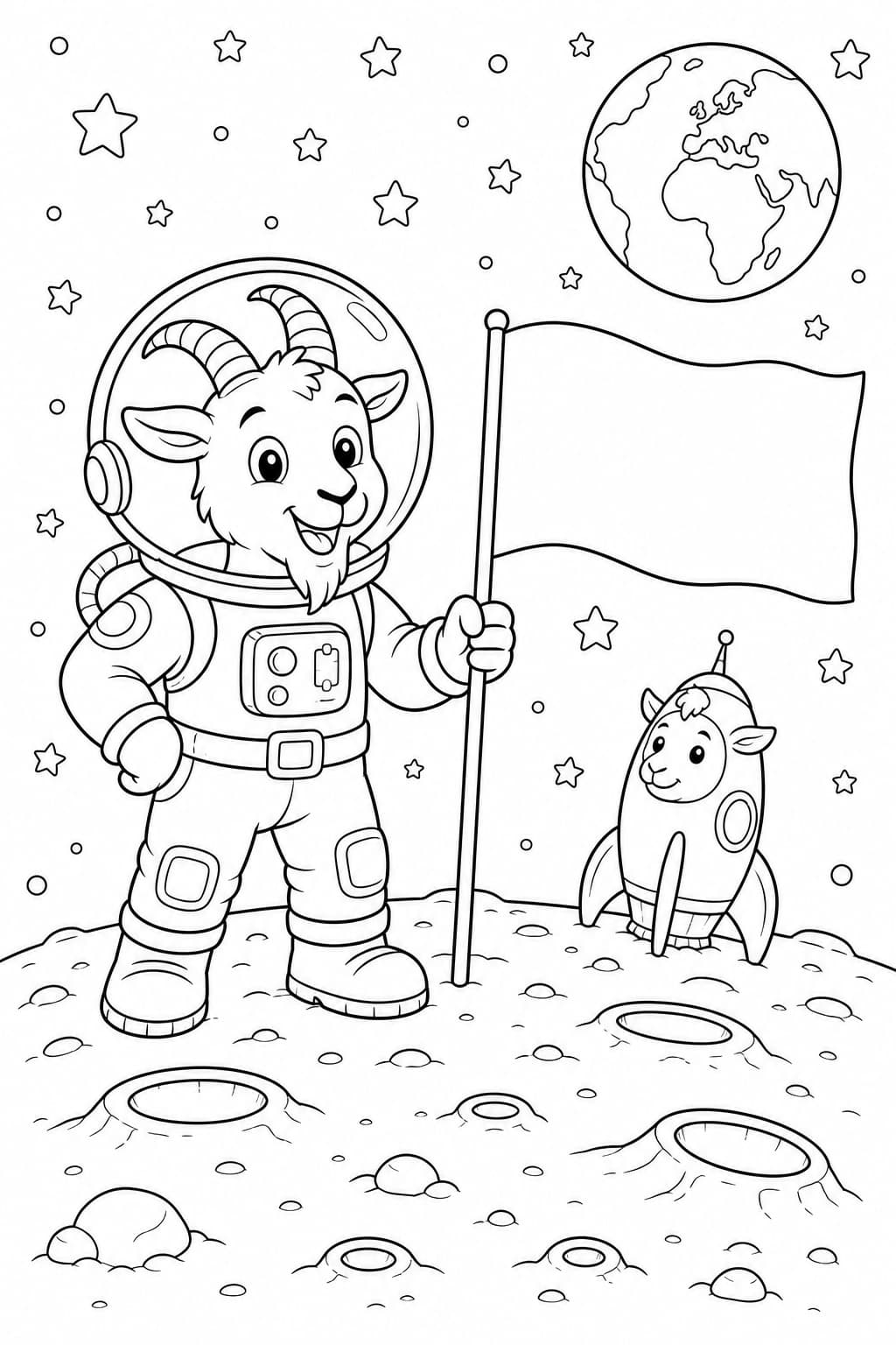 Astronauten Ziege Ausmalbild