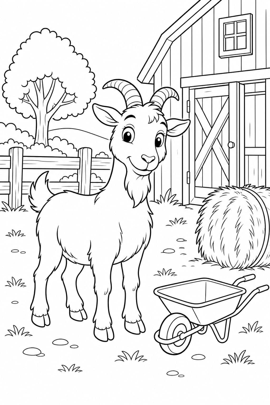 Ziege auf dem Bauernhof Ausmalbild