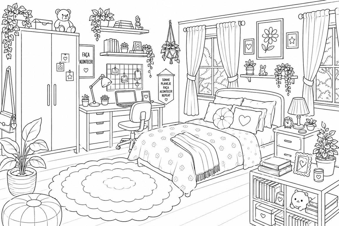Detailliertes Zimmer Ausmalbild