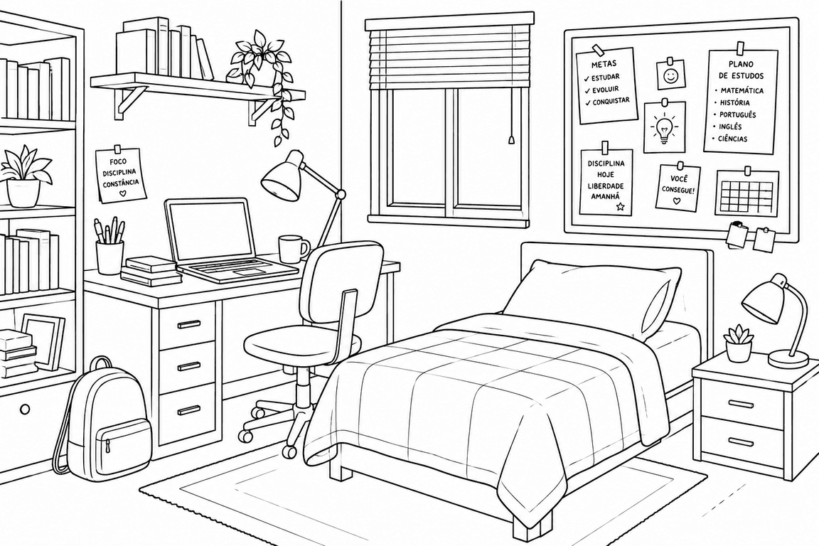 Studentenzimmer Ausmalbild
