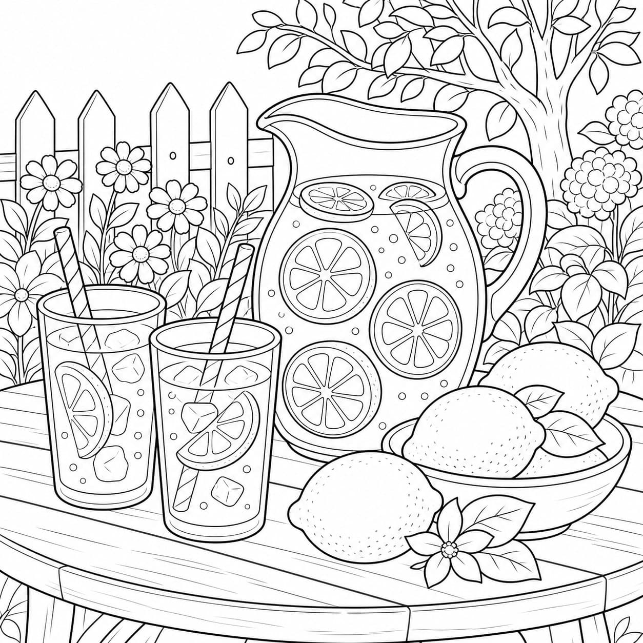 Zitrone und Limonade Ausmalbild