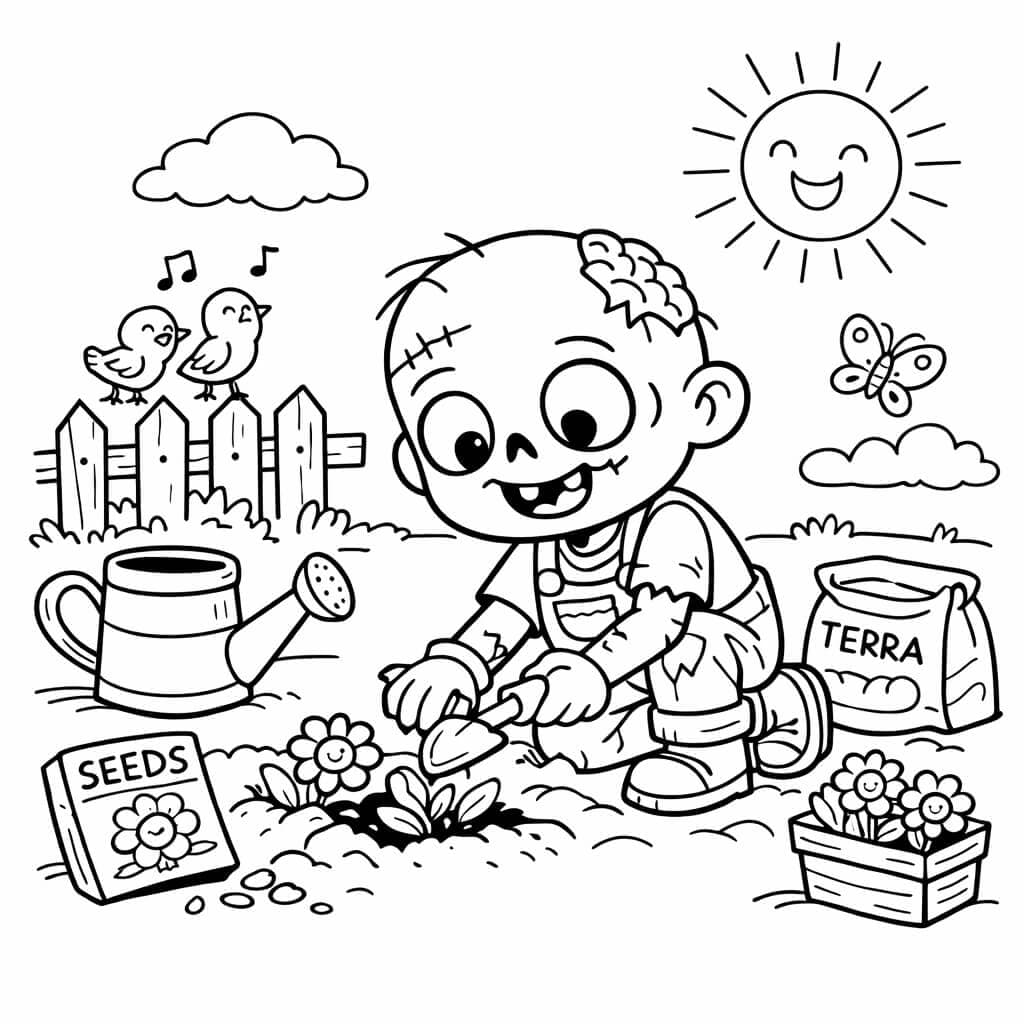 Zombie am Strand Ausmalbild