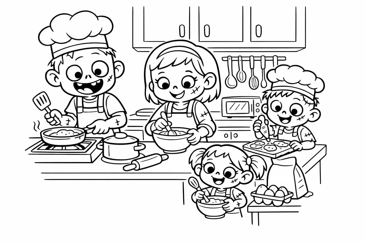 Zombie-Familie Ausmalbild