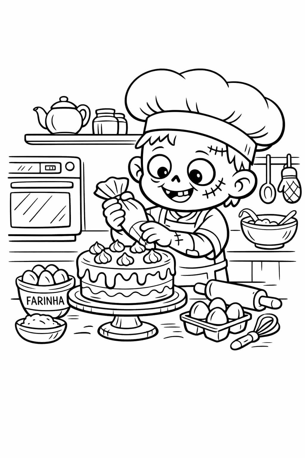 Zombie-Koch Ausmalbild