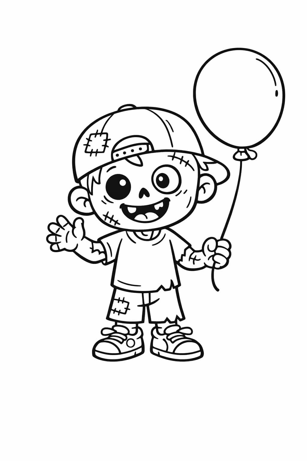 Zombie mit Balloon Ausmalbild