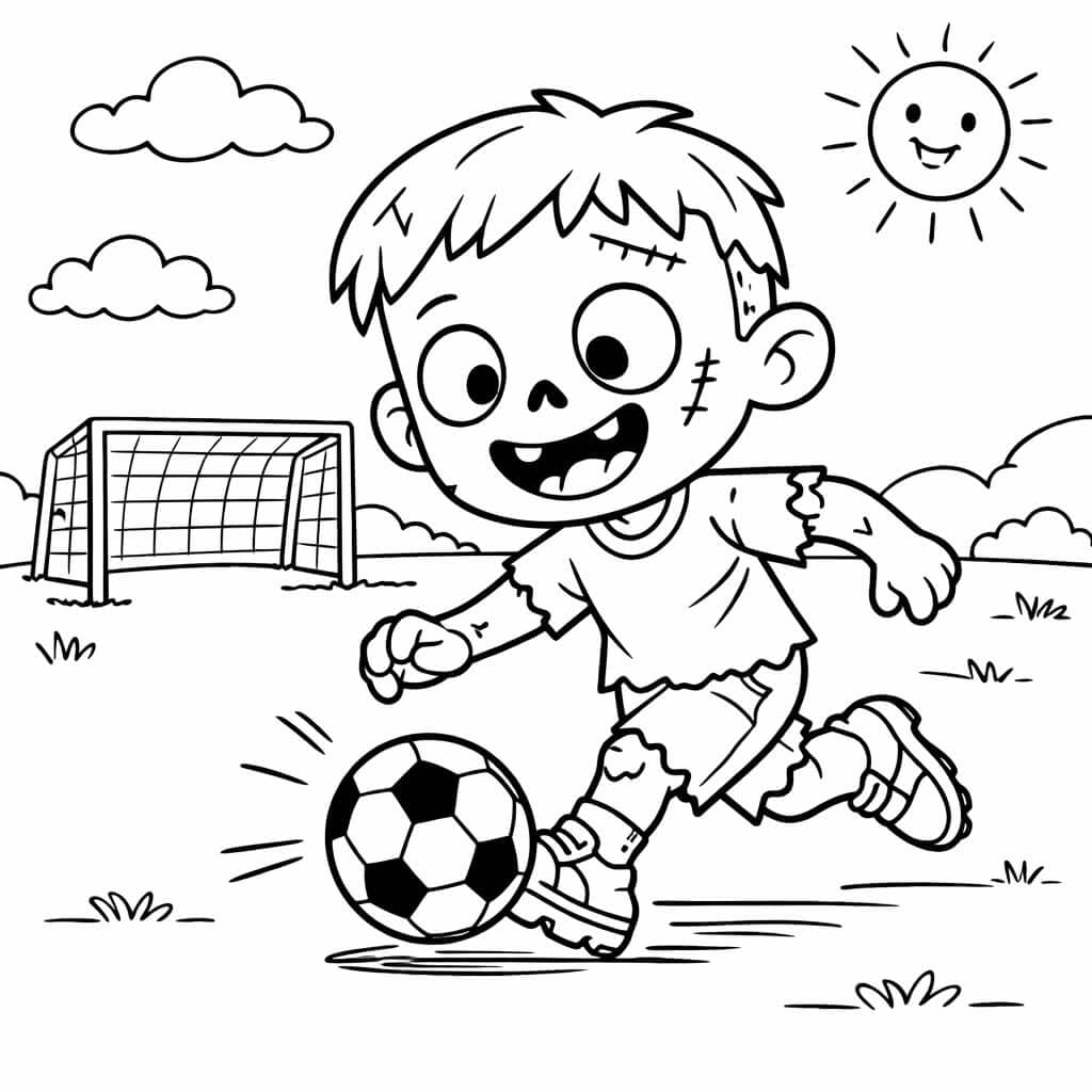 Zombie spielt Ball Ausmalbild