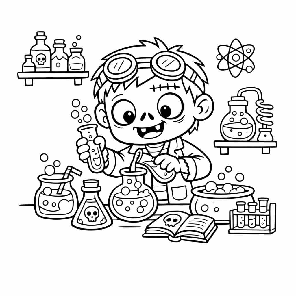 Zombie-Wissenschaftler Ausmalbild