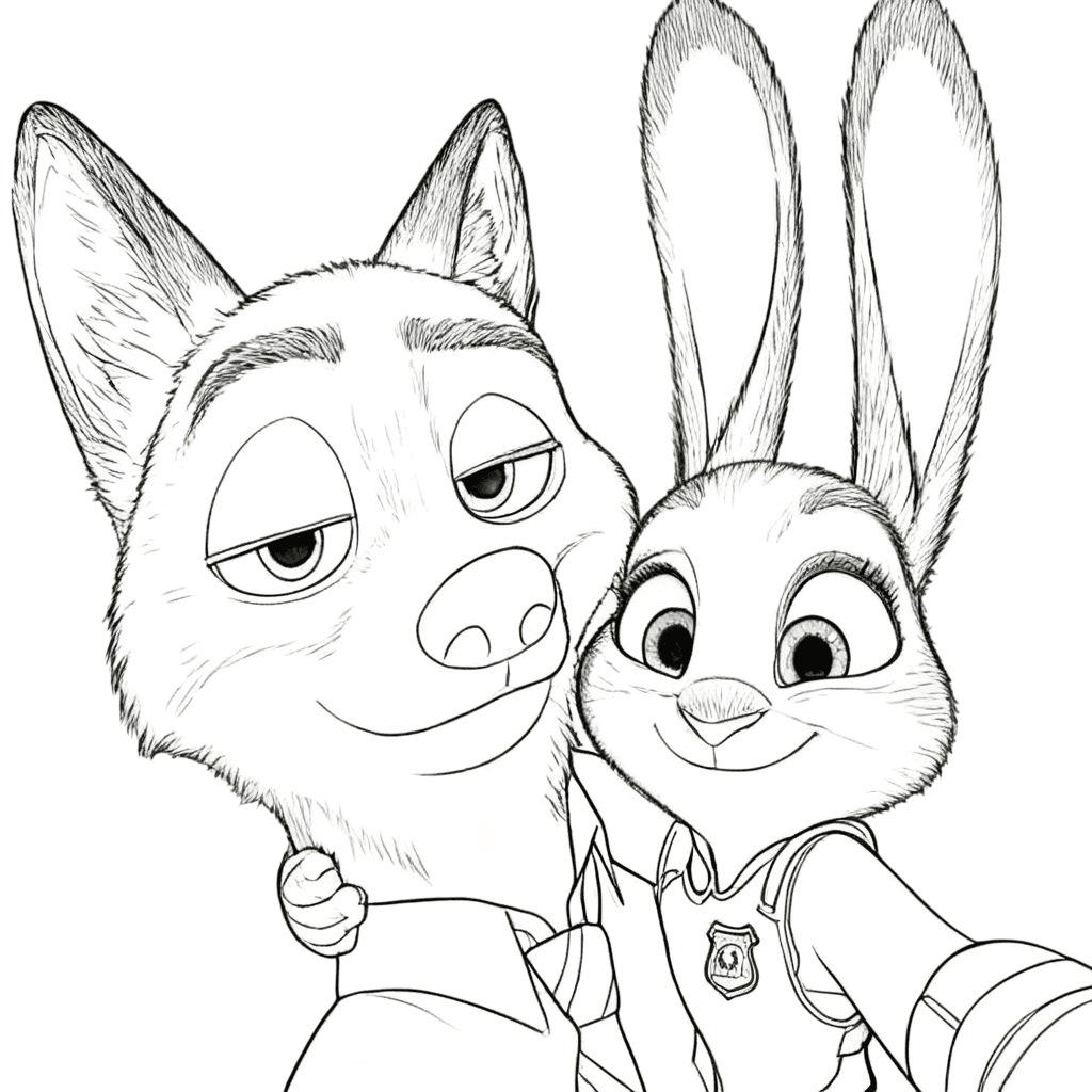Nick und Judy Zoomania Ausmalbild