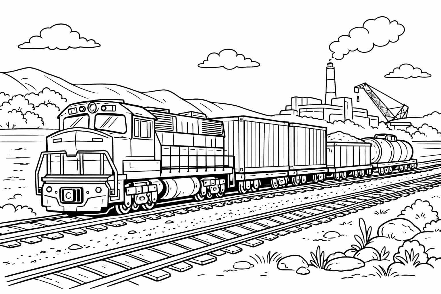 Güterzug Ausmalbild