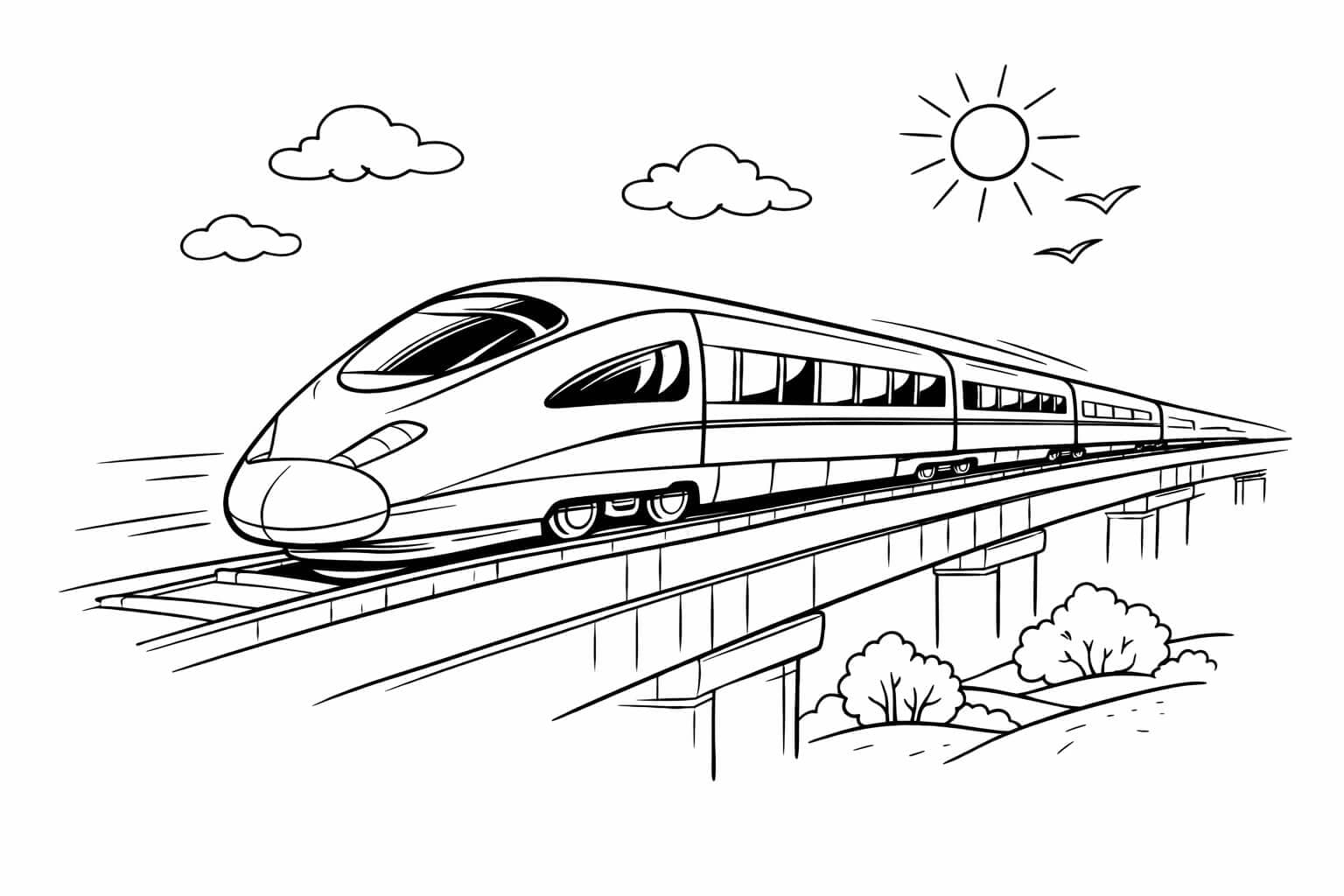 Hochgeschwindigkeitszug Ausmalbild