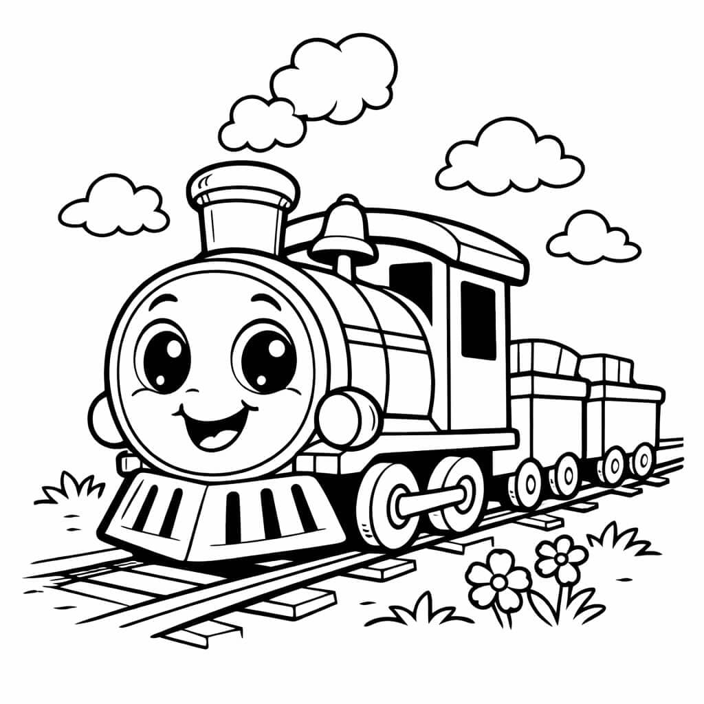 Lächelnder Kinderzug Ausmalbild