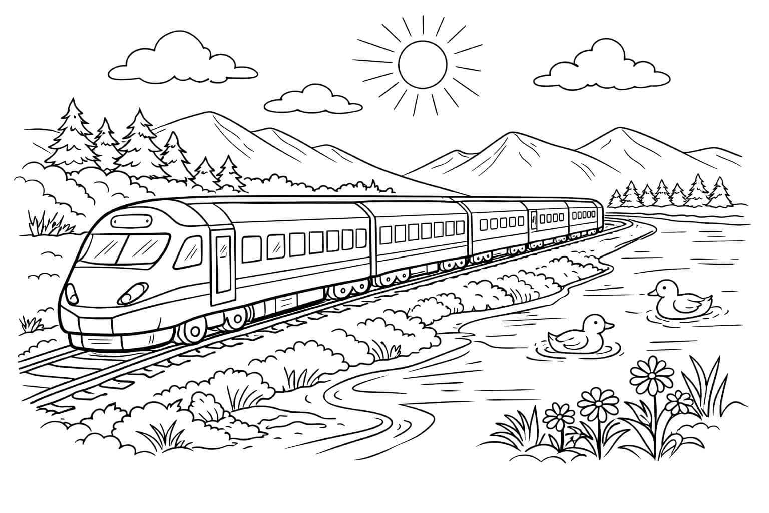 Personenzug Ausmalbild