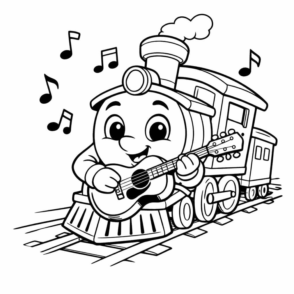 Zug Gitarrist Ausmalbild