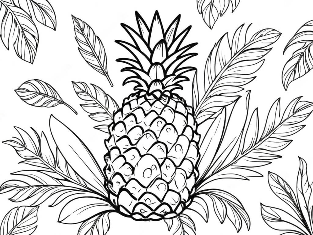 Ananas blaetter variante ausmalbild zum Ausmalen
