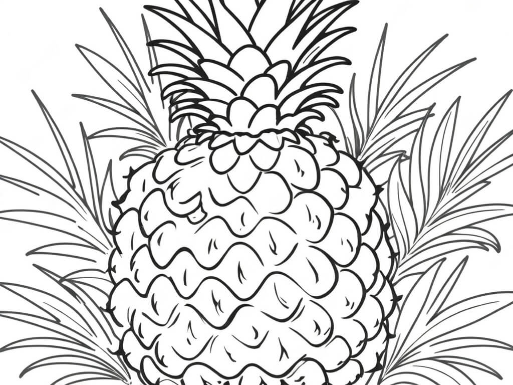 Ananas in blaettern ausmalbild zum Ausmalen