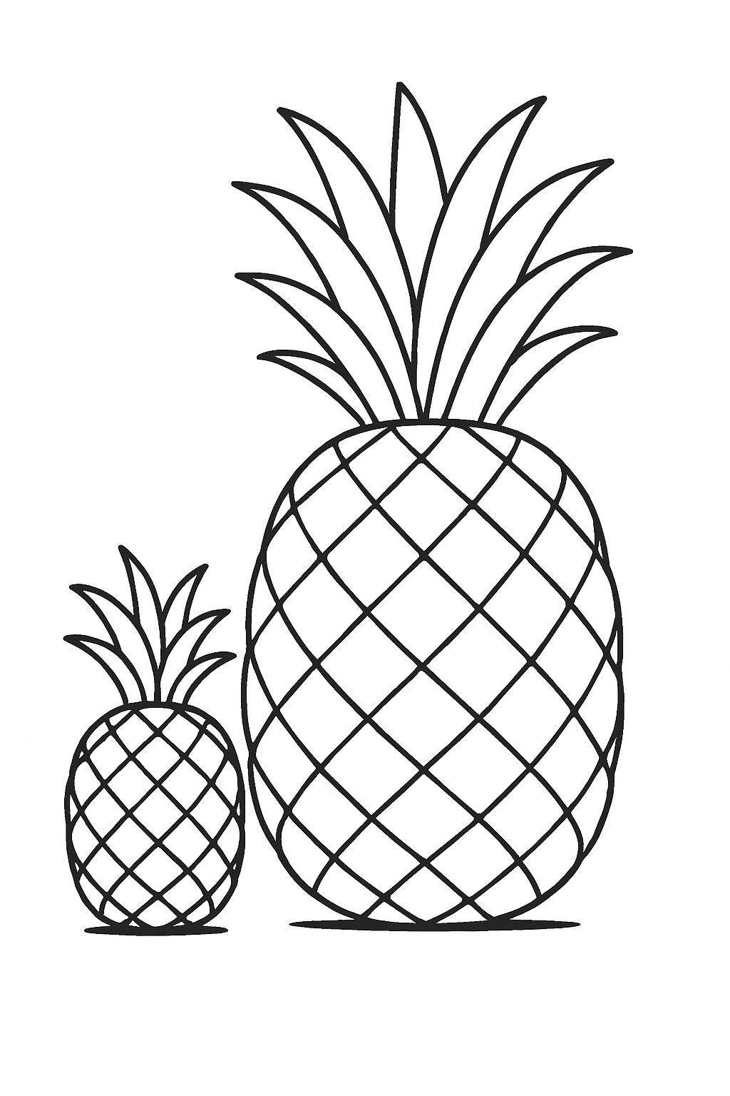 Grosser und kleiner ananas ausmalbild zum Ausmalen
