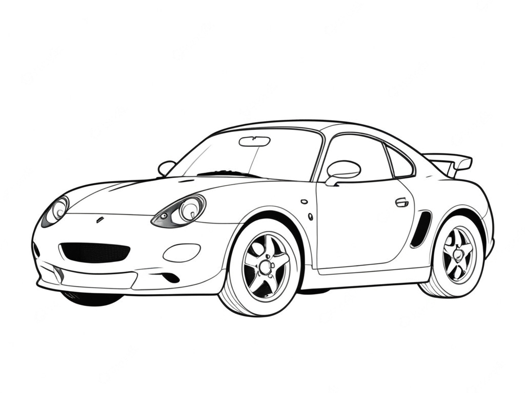 Sportcoupe mit heckspoiler ausmalbild zum Ausmalen