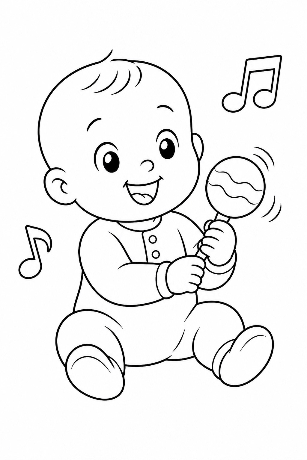 Baby mit rassel ausmalbild zum Ausmalen