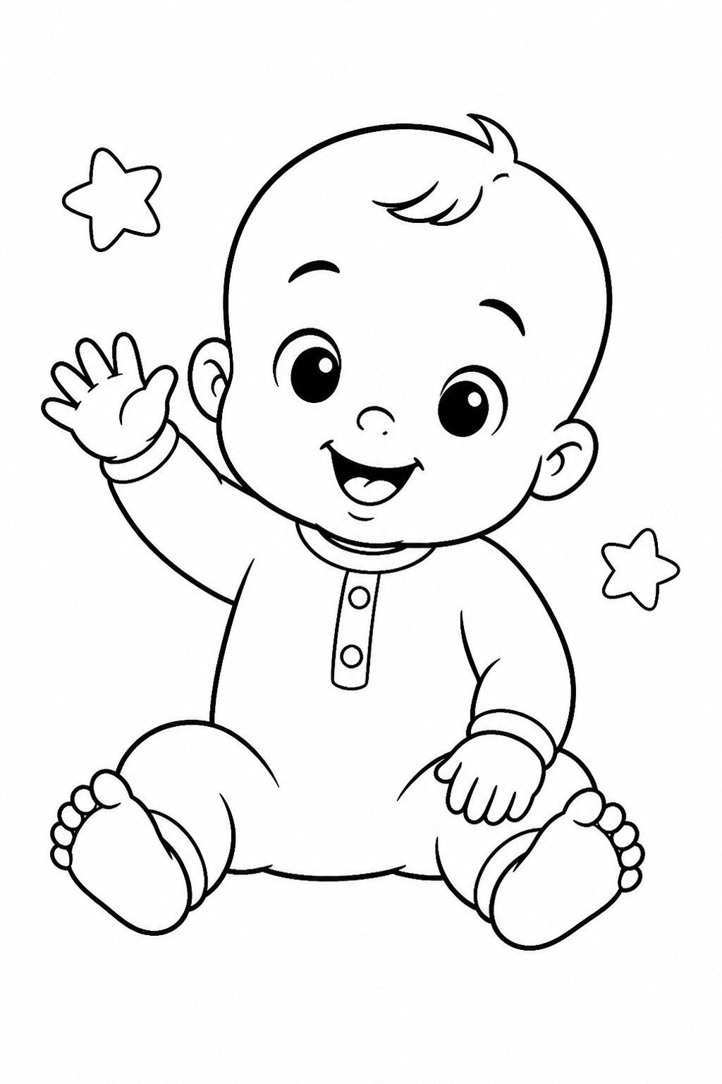 Laechelndes baby ausmalbild zum Ausmalen
