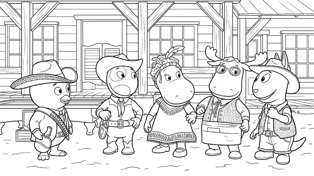 Backyardigans als cowboys ausmalbild zum Ausmalen
