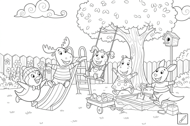 Backyardigans im park ausmalbild zum Ausmalen