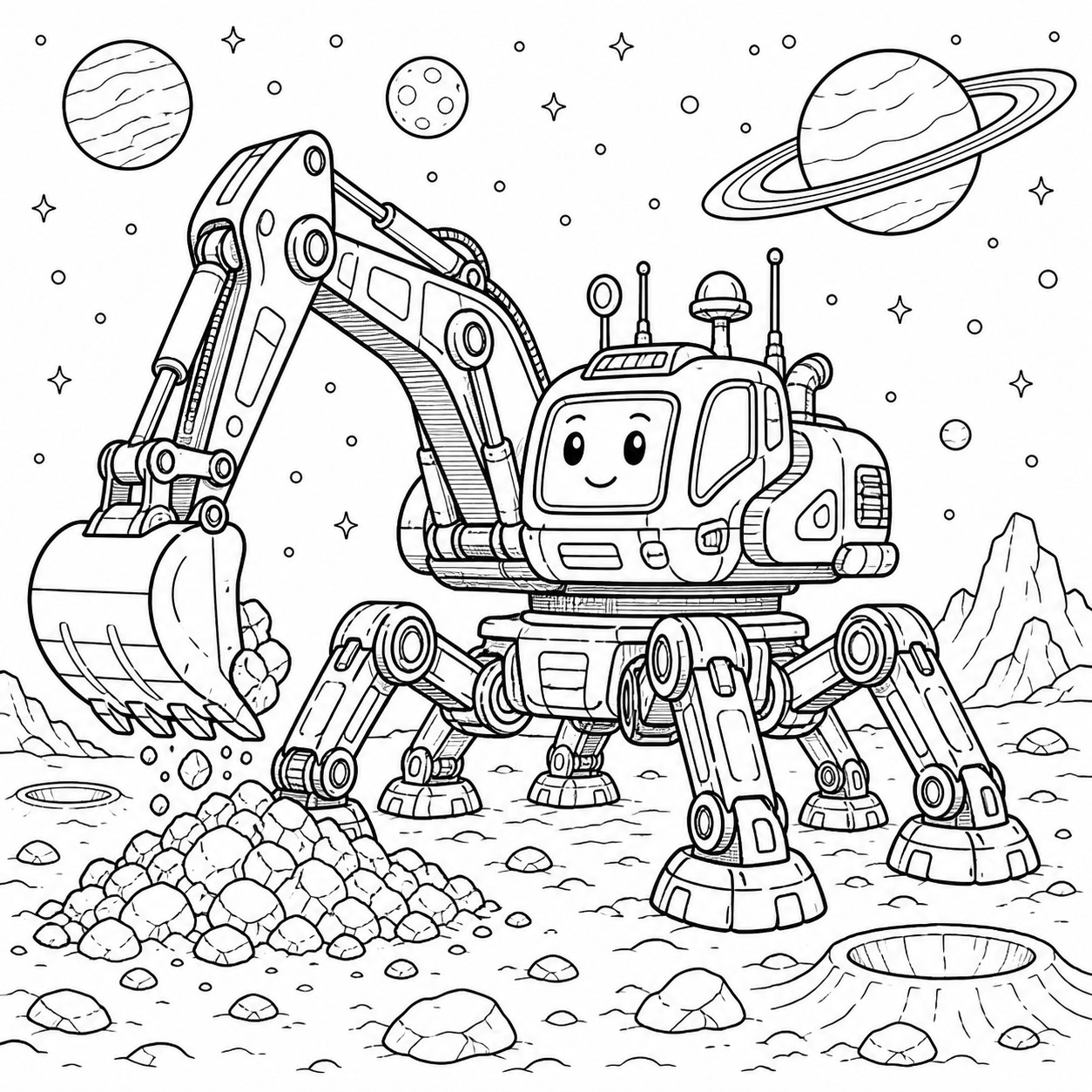 Roboter bagger ausmalbild zum Ausmalen