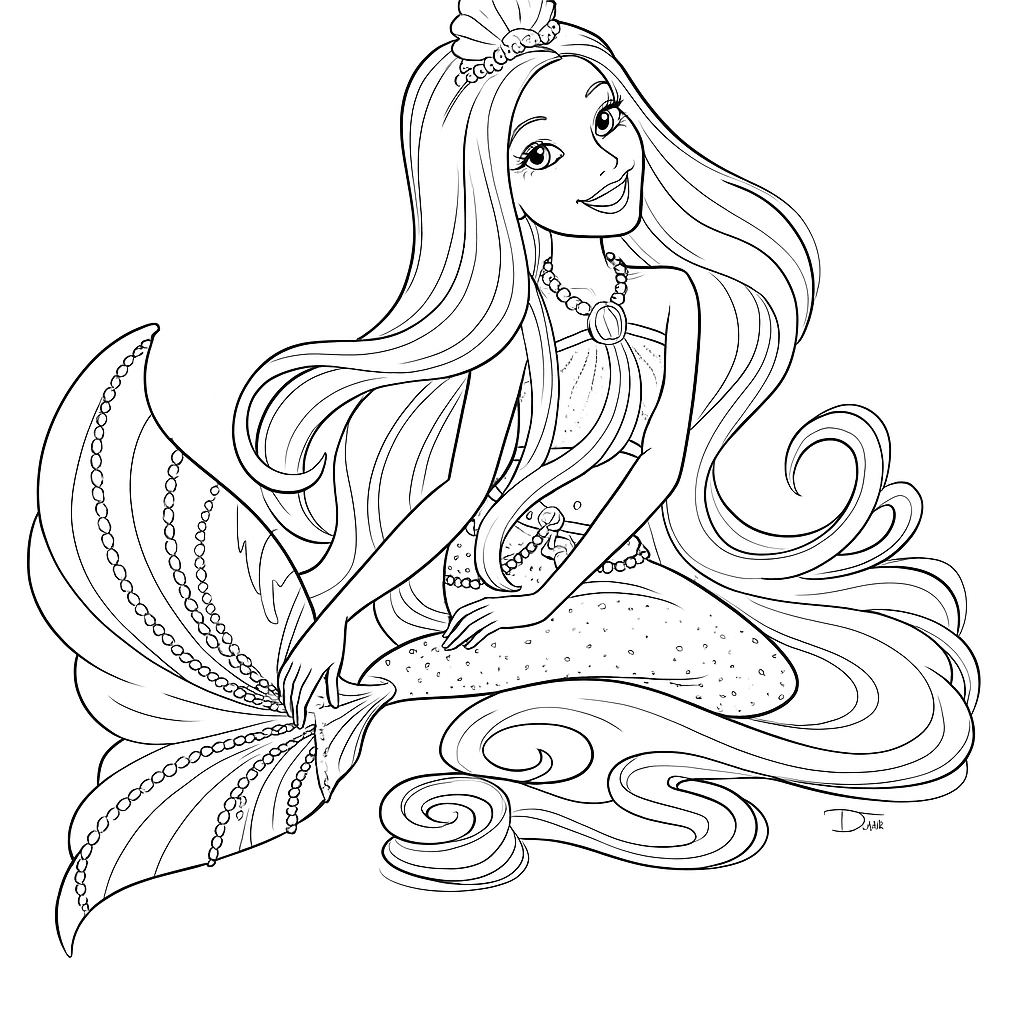 Schoene barbie meerjungfrau ausmalbild zum Ausmalen