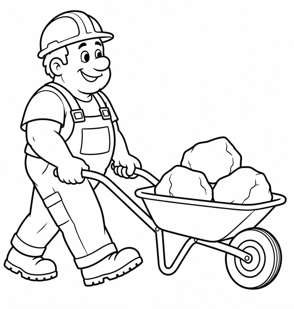 Bauarbeiter mit schubkarre ausmalbild zum Ausmalen