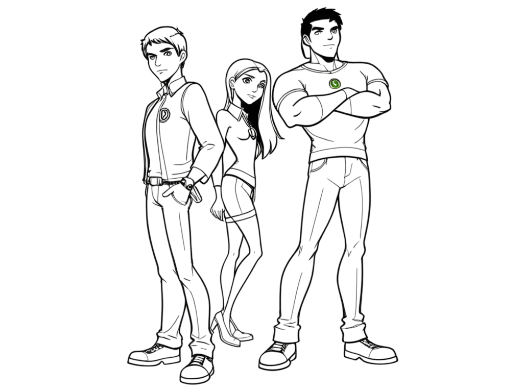 Ben 10 und freunde ausmalbild zum Ausmalen