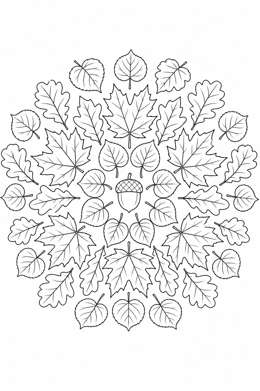 Blaetter mandala ausmalbild zum Ausmalen