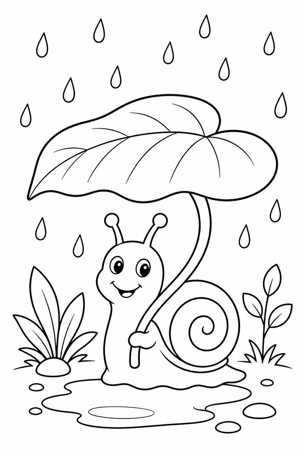 Blatt als regenschirm ausmalbild zum Ausmalen