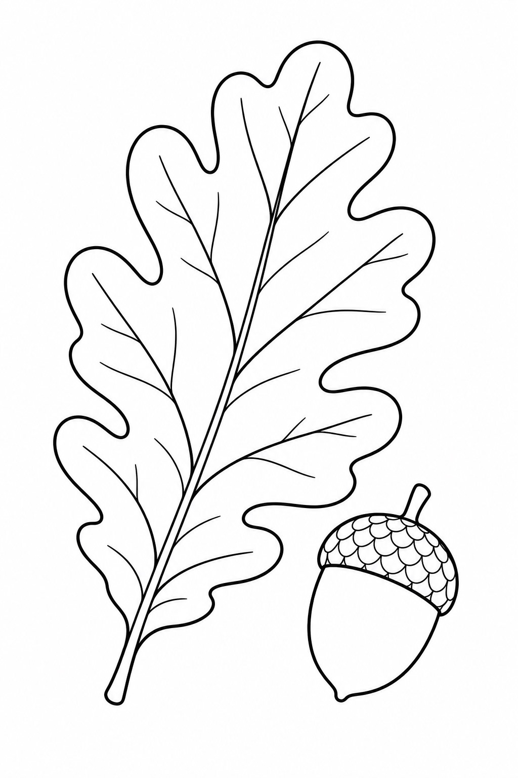Eichenblatt mit eichel ausmalbild zum Ausmalen