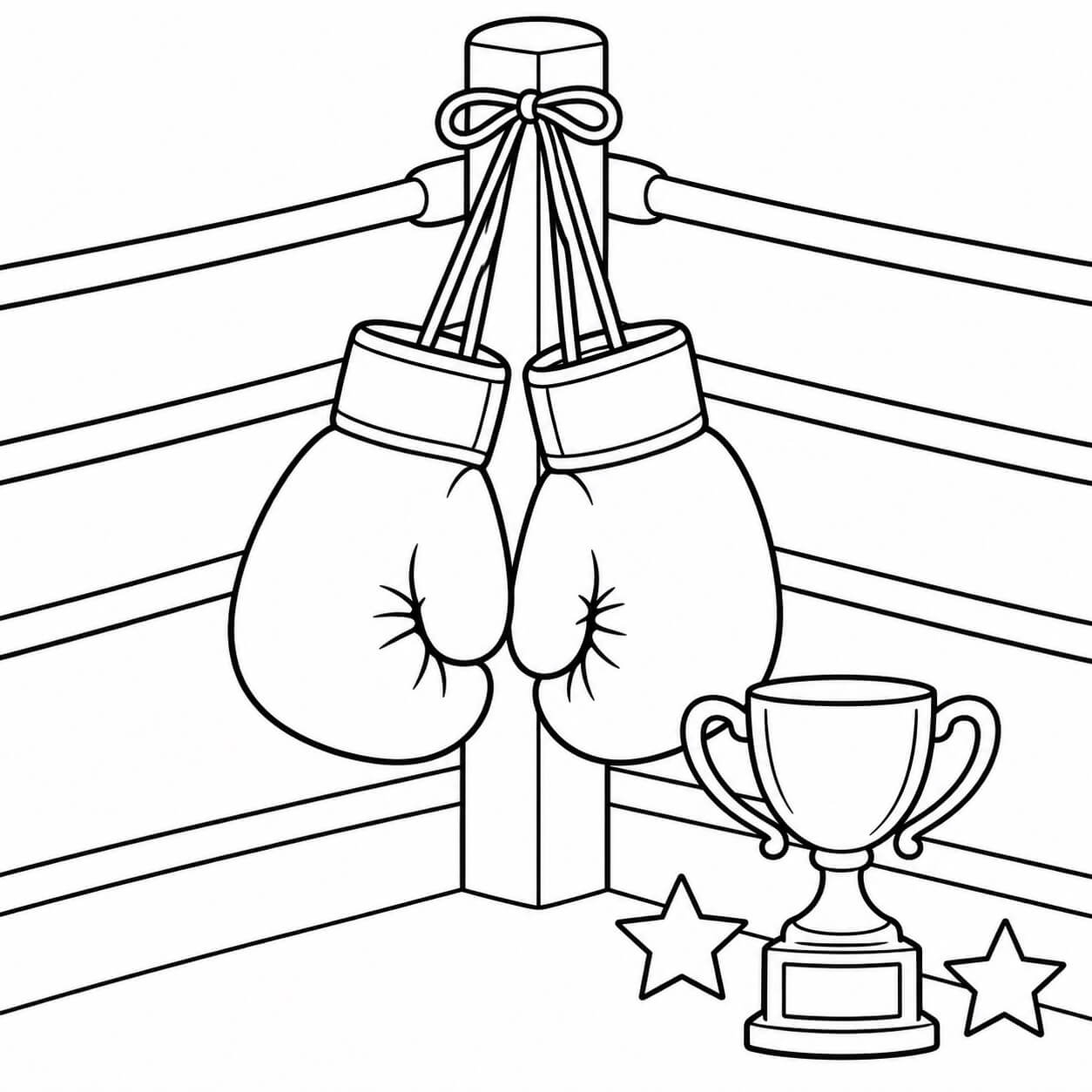 Boxhandschuhe und pokal ausmalbild zum Ausmalen