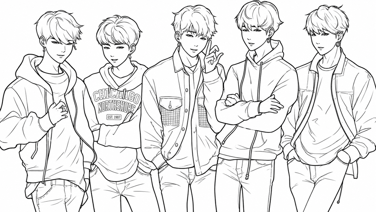 Bts charaktere ausmalbild zum Ausmalen