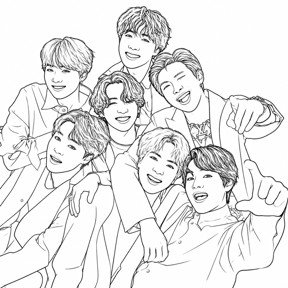 Realistisches bts ausmalbild zum Ausmalen