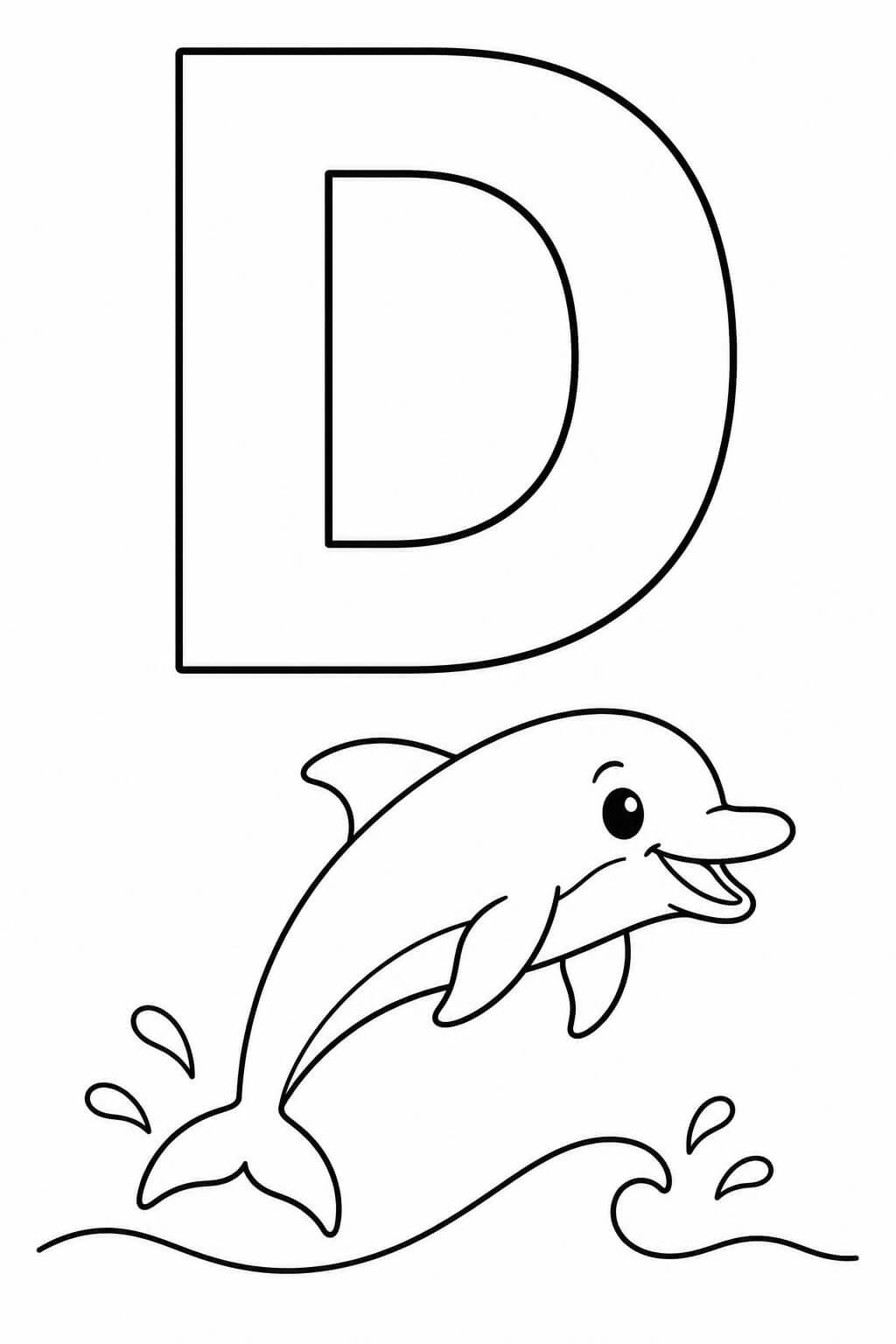 Buchstabe d delfin ausmalbild zum Ausmalen