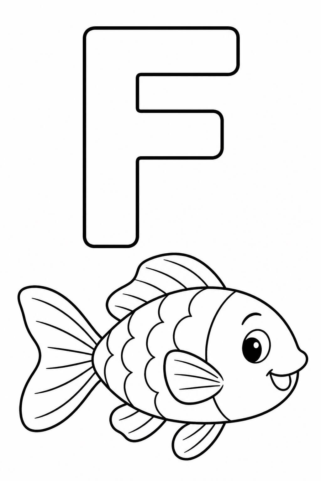 Buchstabe f fisch ausmalbild zum Ausmalen