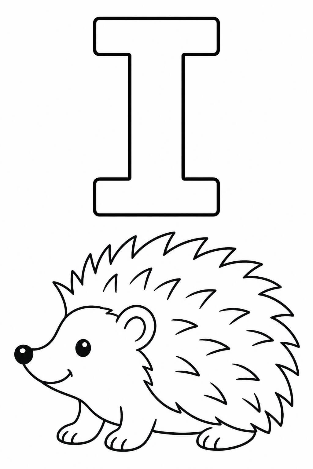 Buchstabe i igel ausmalbild zum Ausmalen